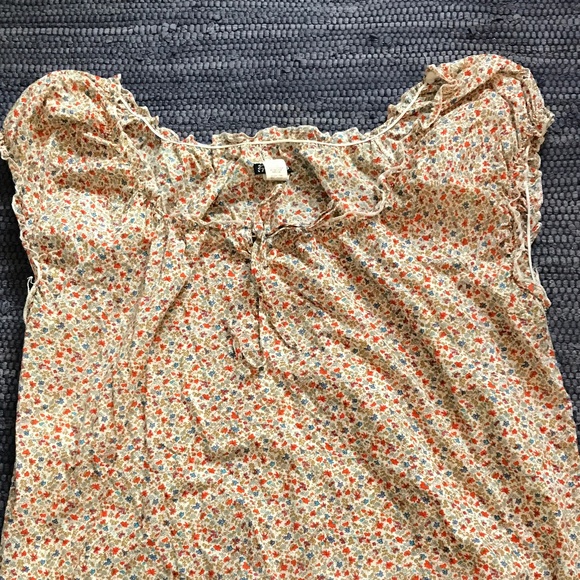 Cotton Ditsy Floral Peasant Blouse, Size 2X - Picture 6 of 11